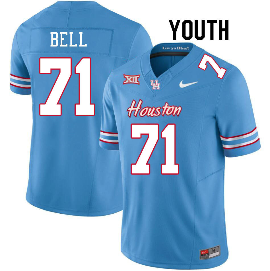 Youth #71 Ray'Quan Bell Houston Cougars College Football Jerseys Stitched-Oilers